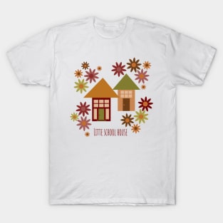 Little houses in an autumn forest, cottages and pine trees T-Shirt